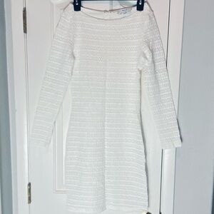 REISS Bodycon Lace Dress White Long Sleeve